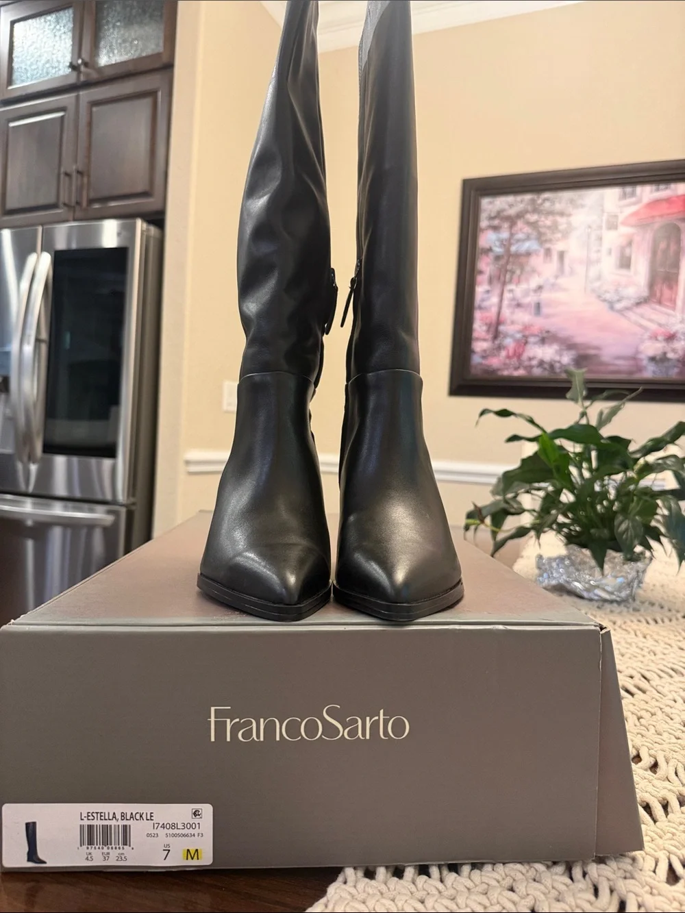 Franco Sarto Black Over-the-Knee Pointed-Toe Boots